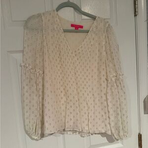 Lilly Pulitzer Cream Blouse with Gold Dots